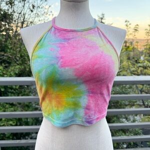 Forever 21 Tie-Dye Fitted Crop Tank Top